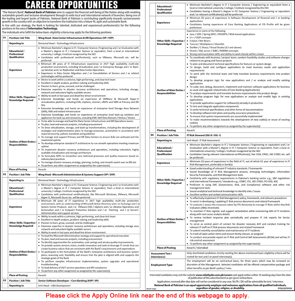 National Bank of Pakistan Jobs February 2025 Apply Online Software Developer & Others Latest