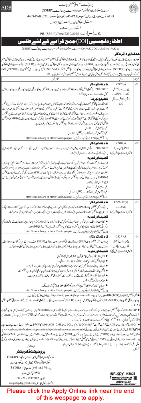 School Education and Literacy Department Sindh Jobs May 2025 Apply Online Accountants & Others Latest