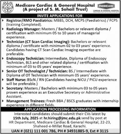 Medicare Cardiac and General Hospital Karachi Jobs July 2025 Staff Nurses, Management Trainees & Others Latest