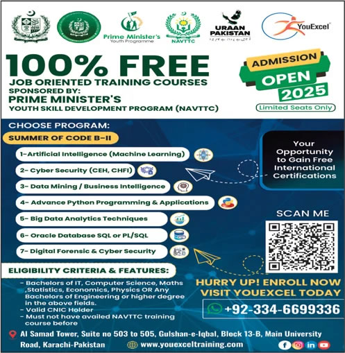 NAVTTC Free Courses July 2025 You Excel Prime Minister Youth Skills Development Program PMYSDP Latest