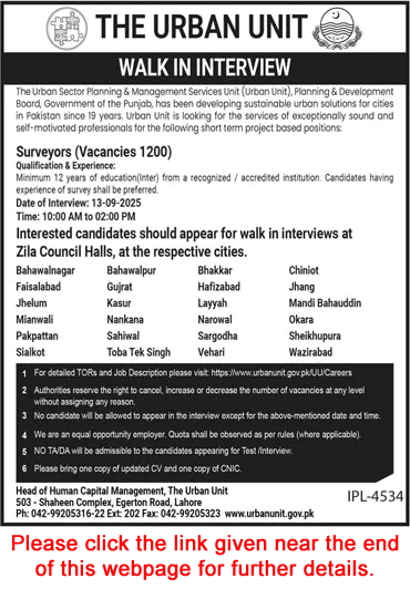 Surveyor Jobs in The Urban Unit September 2025 Walk in Interview TUU Latest