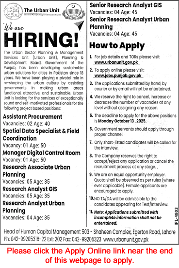 The Urban Unit Jobs September 2025 October Apply Online Research Analysts / Associate & Others TUU Latest