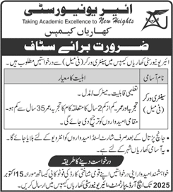 Sanitary Worker Jobs in Air University Kharian Campus 2025 October Latest