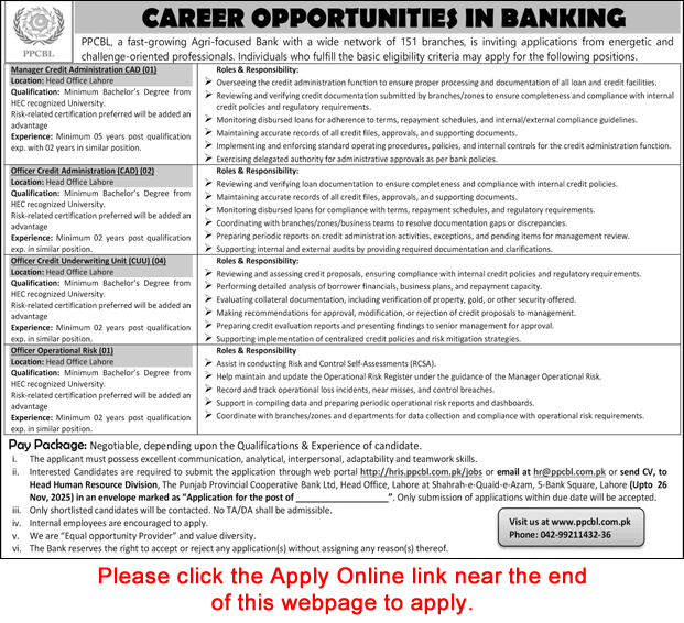PPCBL Jobs November 2025 Apply Online Credit Administration Officer & Others Latest