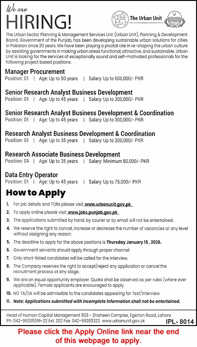 The Urban Unit Jobs December 2025 / 2026 Apply Online Research Analyst / Associate & Others TUU Latest