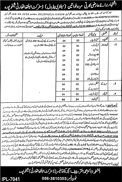 Sanitary Patrol Jobs in District Health Authority Sheikhupura 2026 July Latest