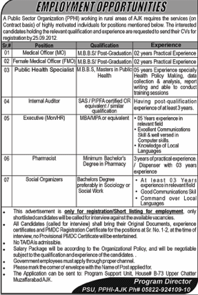 A Public Sector Organization Requires Medical and Admin Staff