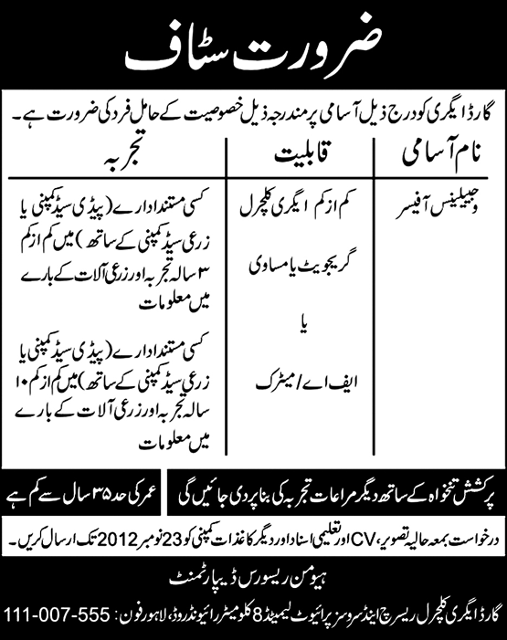 Guard Agricultural Research & Services Needs Vigilance Officer