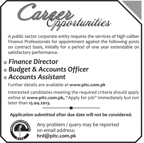 Power Information Technology Company Jobs 2013 (Subsidiary of WAPDA / PEPCO)