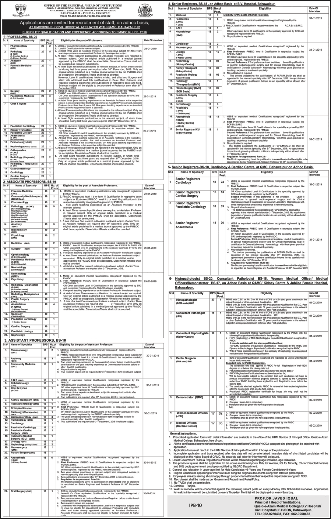Quaid E Azam Medical College Bahawalpur Jobs 2019 Bahawal Victoria Hospital Latest