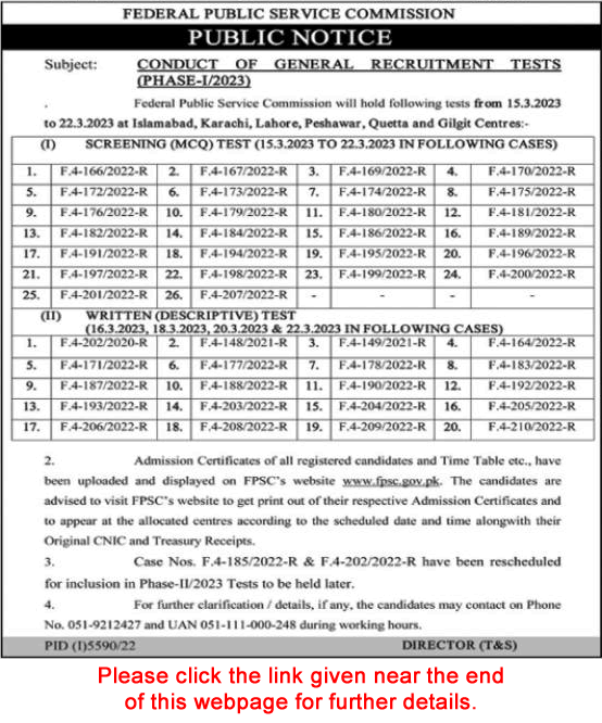 FCPS Written Test Schedule March 2023 Roll Number Slip  & Syllabus Download Latest