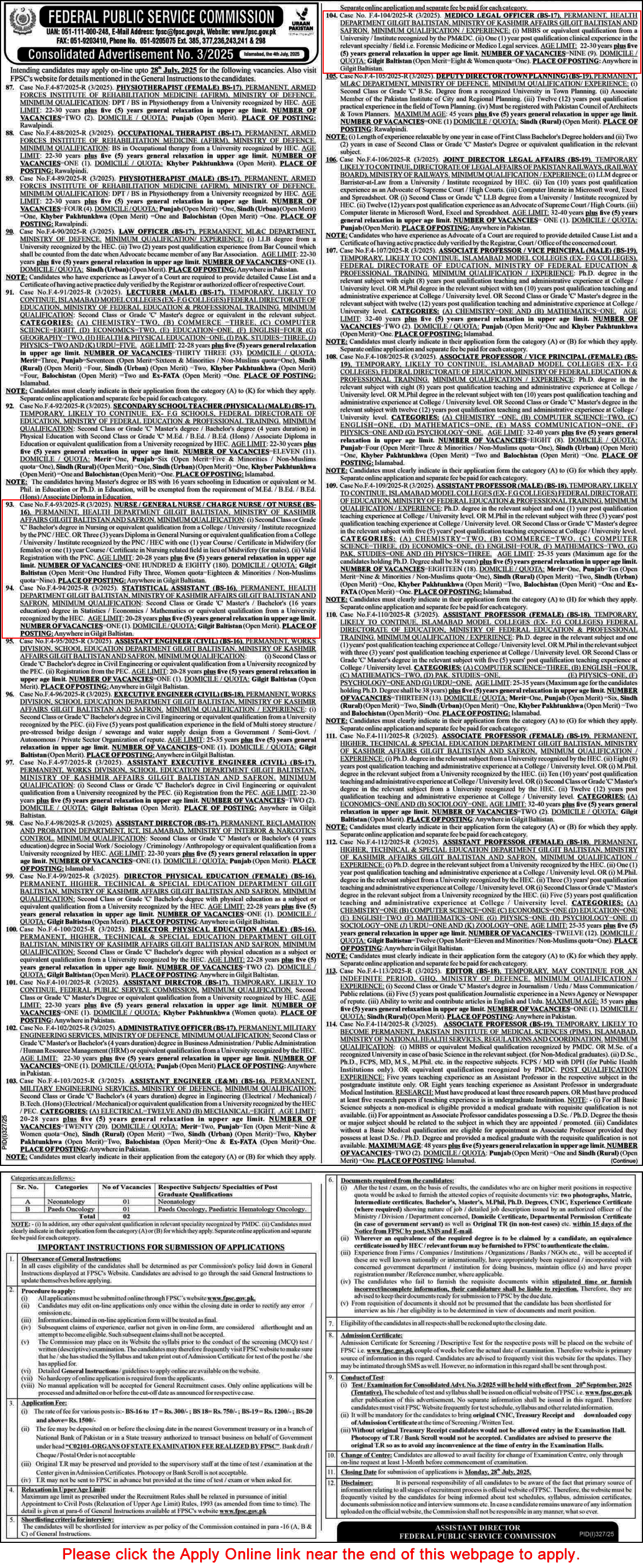 Health Department Gilgit Baltistan Jobs July 2025 FPSC Apply Online Nurses & Others Latest