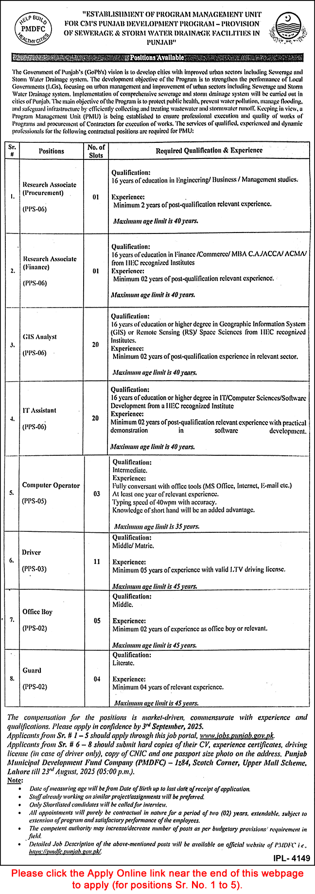 Punjab Municipal Development Fund Company Jobs August 2025 Apply Online IT Assistants, GIS Analysts & Others PMDFC Latest