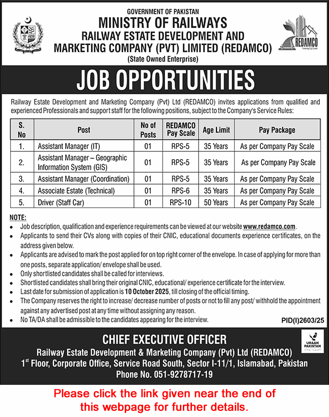 Railway Estate Development and Marketing Company Jobs September 2025 October Assistant Managers & Others Latest