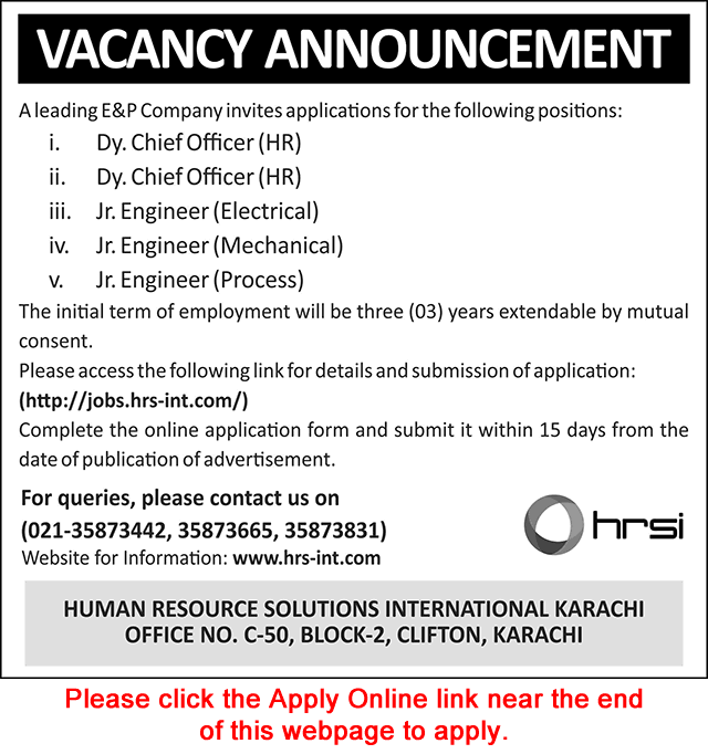 HRSI Pakistan Jobs October 2025 Apply Online Junior Engineers & Deputy Chief Officers Latest