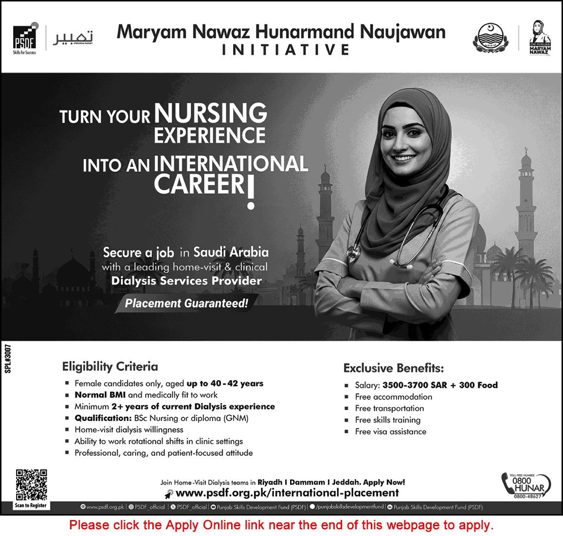 Nursing Jobs in Saudi Arabia November 2025 December PSDF Apply Online Maryam Nawaz Hunarmand Naujawan Initiative Latest