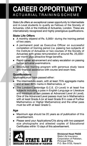 State Life Actuarial Training Scheme 2012