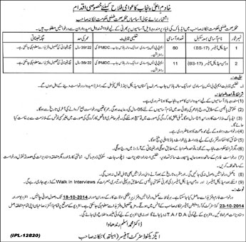 Health Department Nankana Sahib Jobs 2014 October Medical Officers & Women Medical Officers