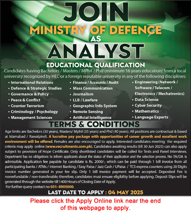 Analyst Jobs in Ministry of Defence April 2025 Apply Online Join MOD as Analyst Latest