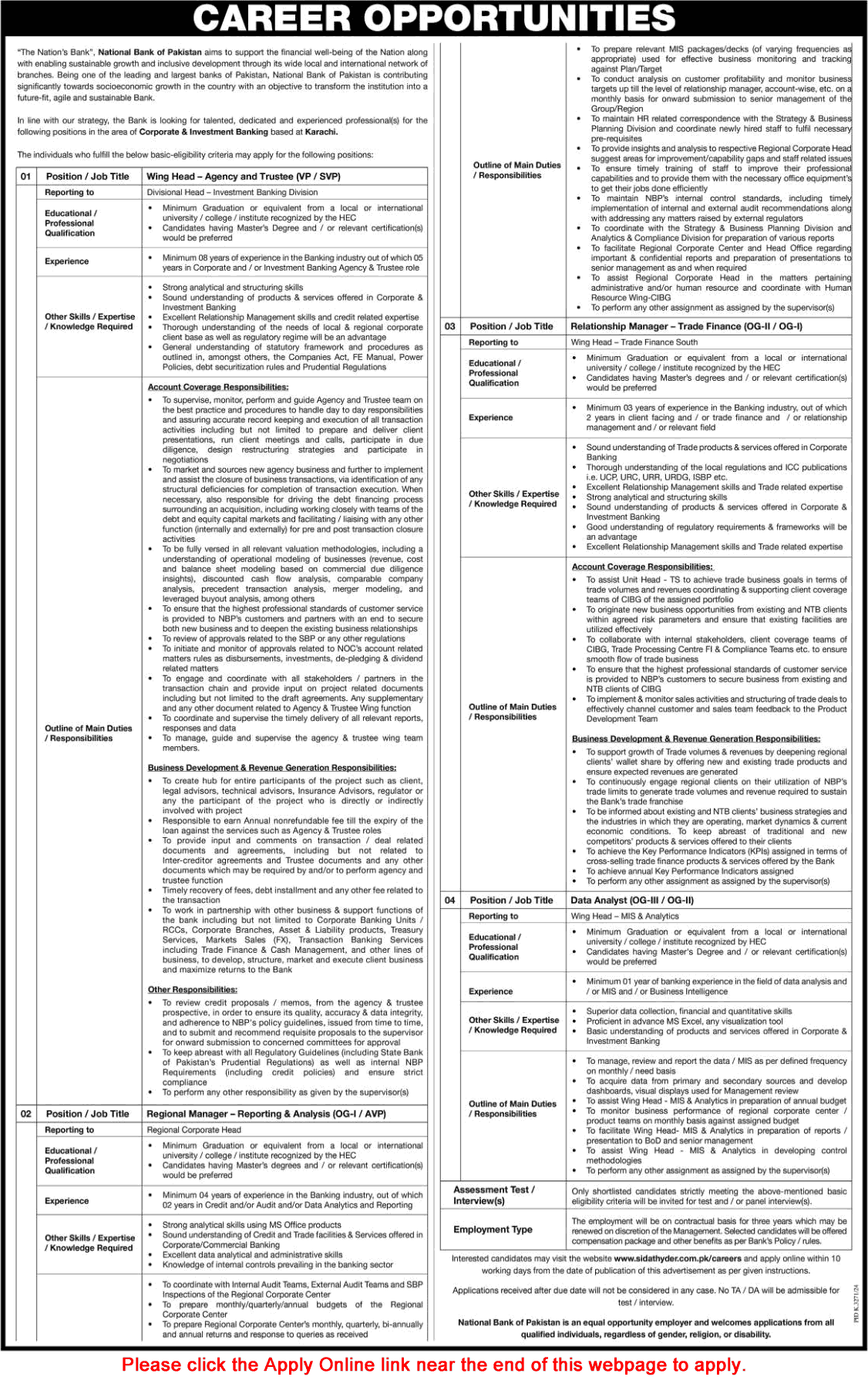 National Bank of Pakistan Jobs April 2025 May Apply Online Relationship Manager & Others Latest