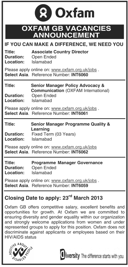 Oxfam GB Jobs 2013