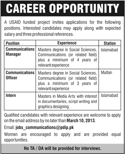 USAID Power Distribution Program Jobs 2013 March Latest