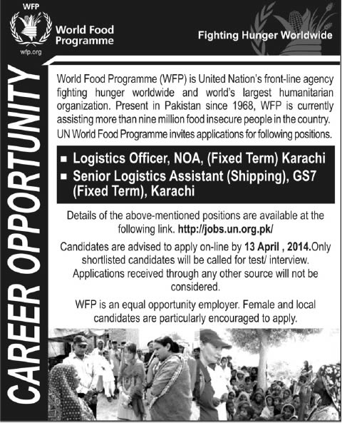 Logistics Officer / Assistant Jobs in UN WFP 2014 March / April World Food Program