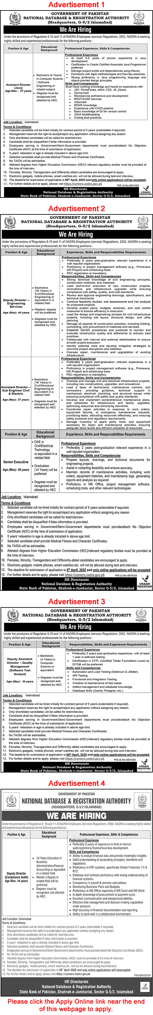NADRA Jobs March 2025 Apply Online Deputy / Assistant Directors & Senior Executives Latest