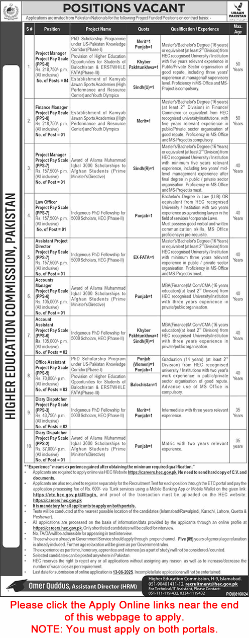 HEC Jobs May 2025 June Apply Online Project Managers, Office / Accounts Assistants & Others Latest