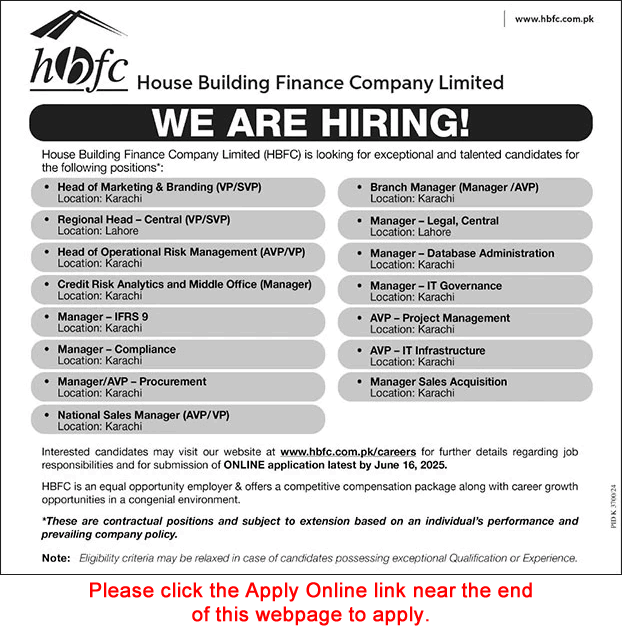 House Building Finance Company Jobs June 2025 Apply Online Sales / Branch Managers & Others HBFC Latest