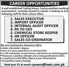 HWTC Lahore Jobs 2025 October Sales / Coordinators & Others Humayun Wellchem Trading Concern Latest