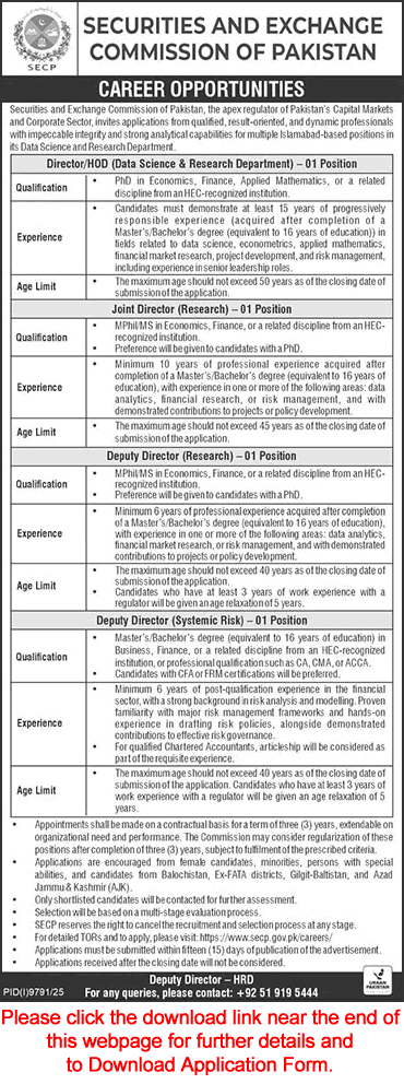 SECP Islamabad Jobs June 2026 Apply Online Deputy / Joint Directors Securities and Exchange Commission of Pakistan Latest