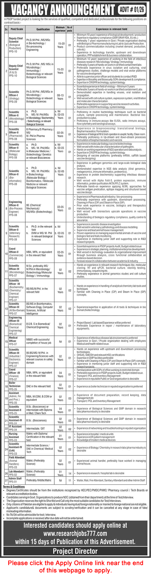 Public Sector Organization Jobs July 2026 August researchjobs777 Apply Online Scientific Officers & Others Latest